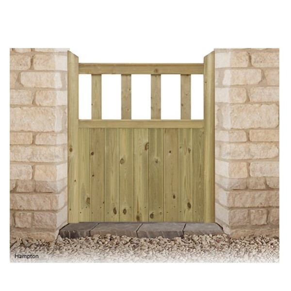 Charltons Hampton Wooden Gate with tongue and groove match boarding with vertical pales, Shown here without metal work