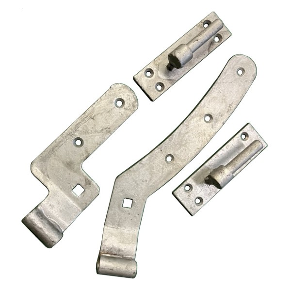Curved rails wooden gate hinge