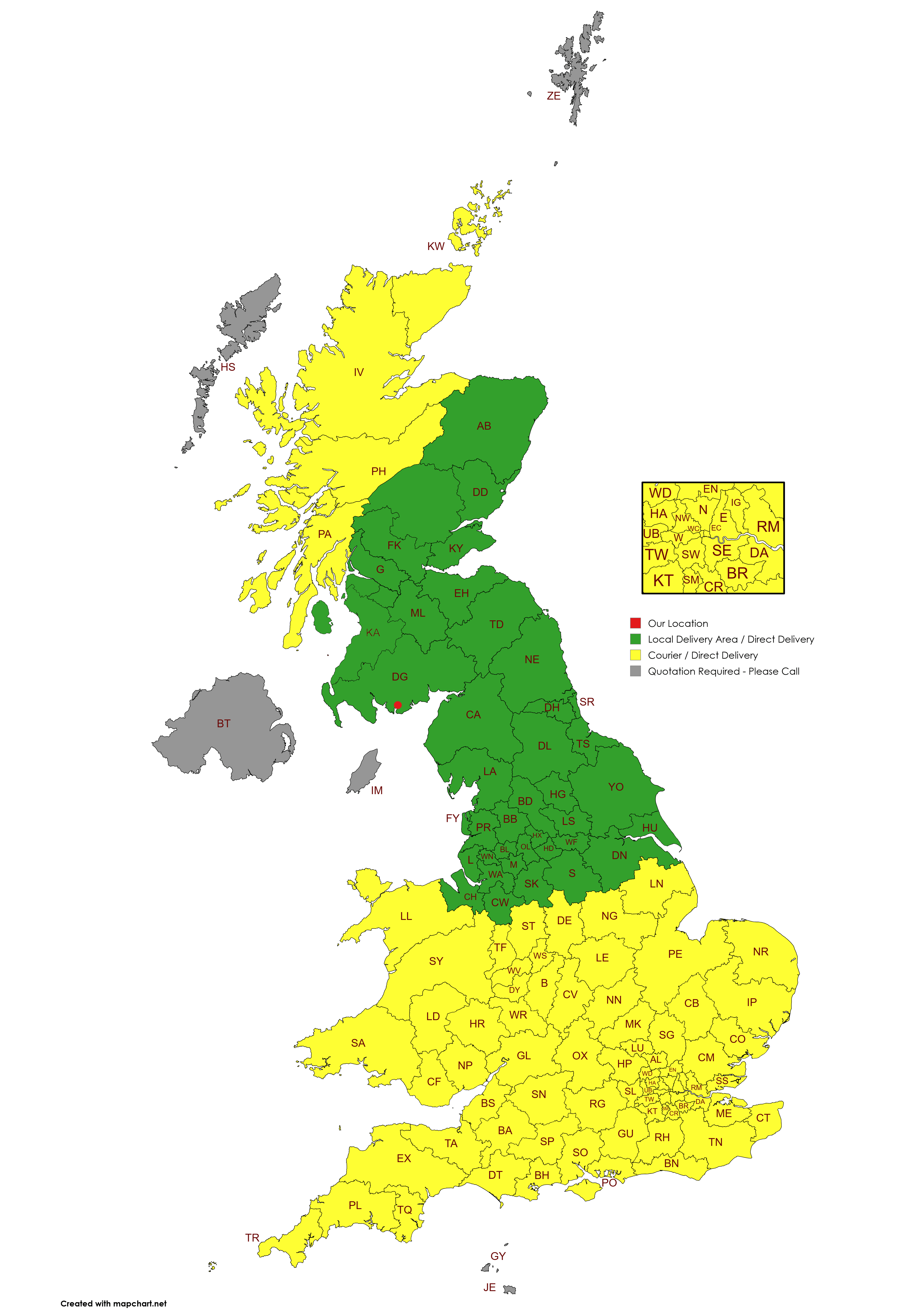James Smith Fencing Delivery Map